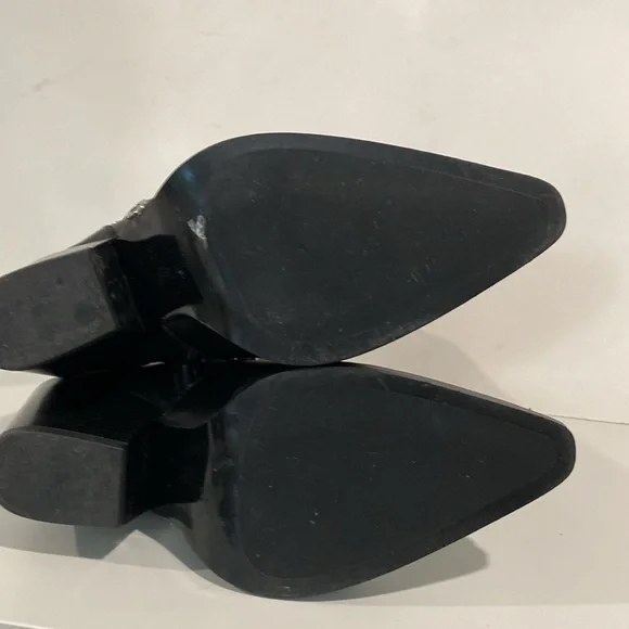 Zara Black Studded Leather Heeled Ankle Size 6 - Picture 9 of 14